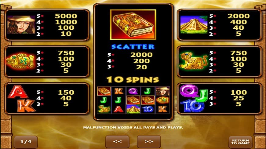 Play Book of Aztec at Frank Casino Online