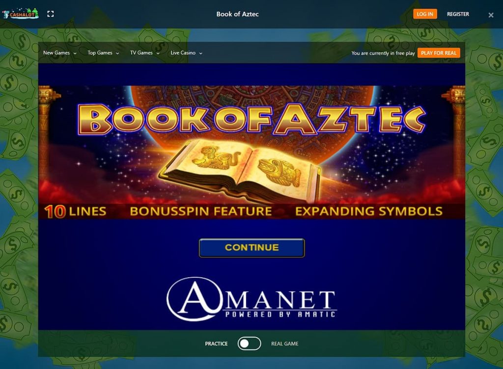 Play Book of Aztec Slot Machine  at Cashalot Casino