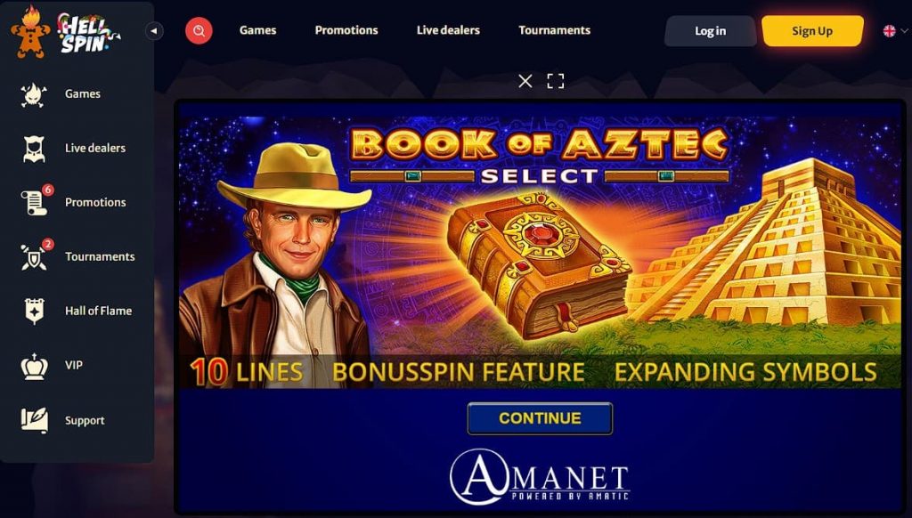 Play Book of Aztec Slot at HellSpin Casino