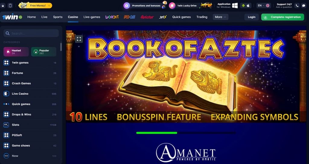 Play Book of Aztec Slot Machine at 1win Casino Online
